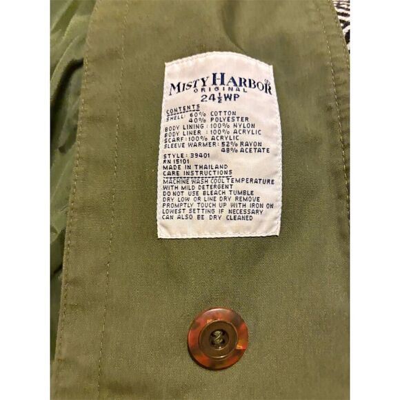 Avirex Men's Vintage Green Trench Coat Size L Double-Breasted Long - Picture 6 of 8